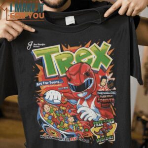 Red Ranger Trex Mighty Morphin Power Rangers Cereal T-Shirt, Best Gifts for Halloween Lovers