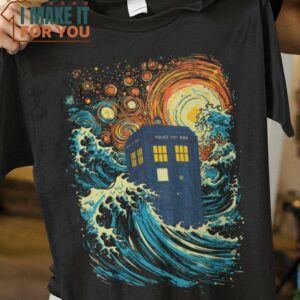 Starry Wave Blue Box The Starry Night Doctor Who Mashup T-Shirt, Best Gifts for Halloween Lovers