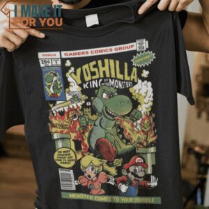YOSHILLA Comic Cover Yoshi Super Mario Bros Mashup T-Shirt, Best Gifts for Halloween Lovers