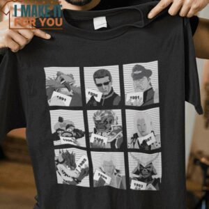 Arrested Villains 90s Video Game Characters T-Shirt, Funny Halloween Graphic Tees for Men