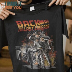 Back To The Last Crusade Indiana Jones Back to the Future Mashup T-Shirt, Funny Halloween Graphic Tees for Men