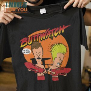 ButtWatch Beavis and Butt-Head T-Shirt, Funny Halloween Graphic Tees for Men
