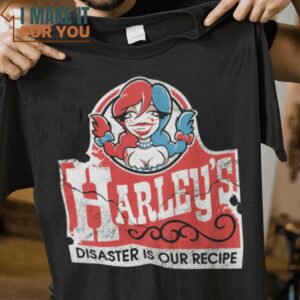 Disaster Is Our Recipe Harley Quinn DC Comics T-Shirt, Funny Halloween Graphic Tees for Men