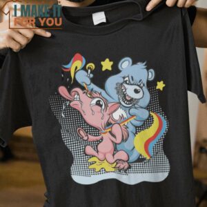 Evil Bear Care Bear T-Shirt, Funny Halloween Graphic Tees for Men