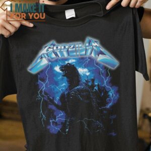 Godllica Metallica Godzilla Mashup T-Shirt, Funny Halloween Graphic Tees for Men