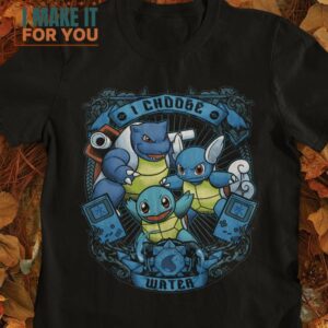 I Choose Water Pokemon T-Shirt, Funny Halloween Graphic Tees for Men