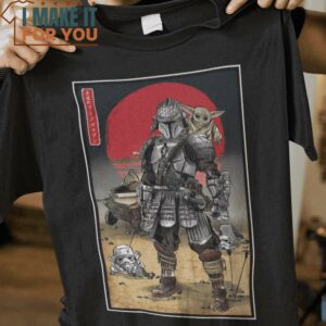 Lone Ronin and Cub The Mandalorian Star Wars T-Shirt, Funny Halloween Graphic Tees for Men