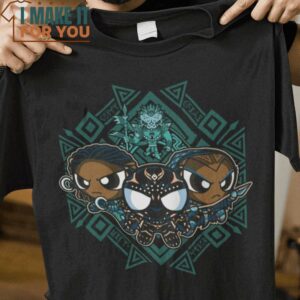 Pantherpuff Girls The Powerpuff Girls Black Panther Mashup T-Shirt, Funny Halloween Graphic Tees for Men