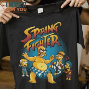 Spring Fight The Simpsons T-Shirt, Funny Halloween Graphic Tees for Men