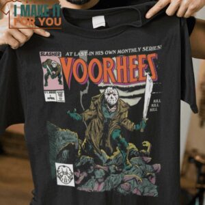 Voorhees Comic Jason Voorhees Horror T-Shirt, Funny Halloween Graphic Tees for Men