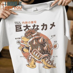 BOWSERZILLA Godzilla Bowser Super Mario Mashup T-Shirt, Funny Halloween Graphic Tees for Men