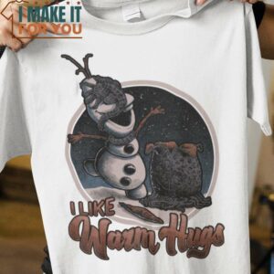 I Like Warm Hugs Olaf Alien T-Shirt, Funny Halloween Graphic Tees for Men