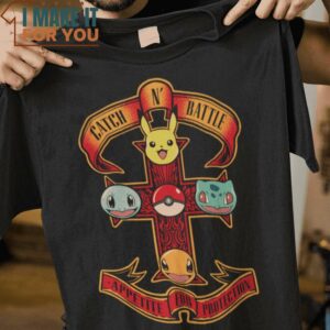 Catch and Battle Appetite for Destruction Pokemon Mashup T-Shirt, Best Halloween Graphic Tees for Men