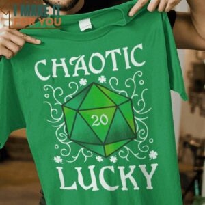 Chaotic Lucky Dungeons and Dragons T-Shirt, Best Halloween Graphic Tees for Men