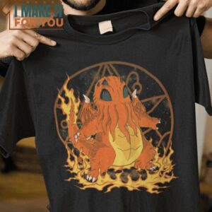 Cthulzard Cthulhu Charizard Pokemon Mashup T-Shirt, Best Halloween Graphic Tees for Men