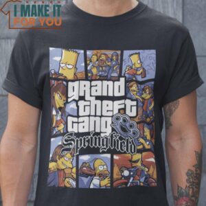 Grand Theft Gang The Simpsons T-Shirt, Best Halloween Graphic Tees for Men