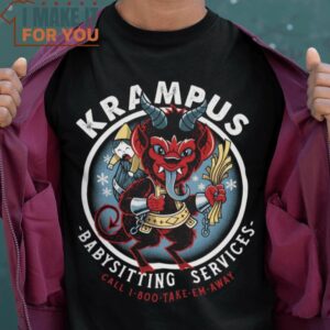 Krampus Babysitting Service Krampus T-Shirt, Best Halloween Graphic Tees for Men