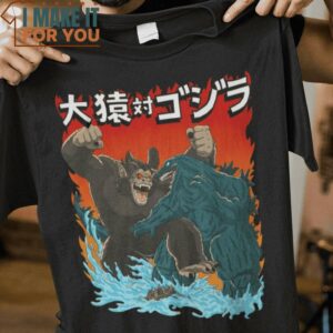 Ozaru VS Gojira Godzilla Great Ape Dragon Ball Z T-Shirt, Best Halloween Graphic Tees for Men