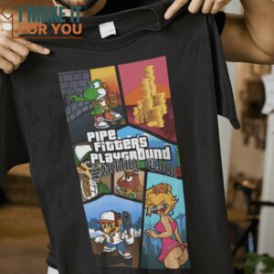 Pipe Fitter’s Playground Super Mario T-Shirt, Best Halloween Graphic Tees for Men