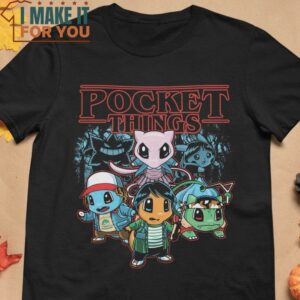Pocket Things Stranger Thing Pokemon Mashup T-Shirt, Best Halloween Graphic Tees for Men