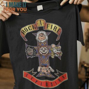 Rockafire Explosion Guns N Roses’ Appetite for Destruction ShowBiz Pizza Place T-Shirt, Best Halloween Graphic Tees for Men