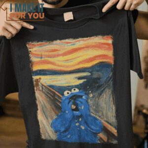 Scream Monster The Scream Cookie Monster The Muppets Mashup T-Shirt, Best Halloween Graphic Tees for Men