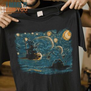 Starry Saiyan Starry Night Dragon Ball Mashup T-Shirt, Best Halloween Graphic Tees for Men