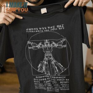 Vitruvian Prime Vitruvian Man Optimus Prime Transformers Mashup T-Shirt, Best Halloween Graphic Tees for Men