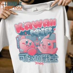 Kawaii Fighter Kirby Pikachu Pokemon T-Shirt, Best Halloween Graphic Tees for Men