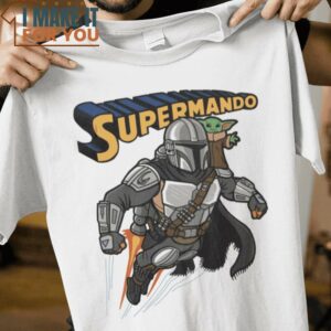 Supermando Baby Yoda The Mandalorian Star Wars T-Shirt, Best Halloween Graphic Tees for Men