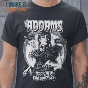 Goo Goo Muck Wednesday Addams The Addams Family T-Shirt, Trendiest Halloween Graphic Tees for Men