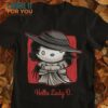 Hello Lady D. Hello Kitty Lady Dimitrescu Mashup T-Shirt, Trendiest Halloween Graphic Tees for Men