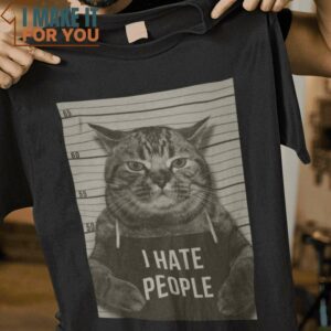 I Hate People Cat T-Shirt, Trendiest Halloween Graphic Tees for Men