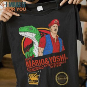 Jurassic Bros Jurassic Park Super Mario Bros Mashup T-Shirt, Trendiest Halloween Graphic Tees for Men
