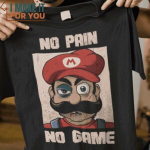 No Pain No Game Super Mario Bros T-Shirt, Trendiest Halloween Graphic Tees for Men