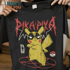 Pika Pika Heavy Metal Pikachu T-Shirt, Trendiest Halloween Graphic Tees for Men
