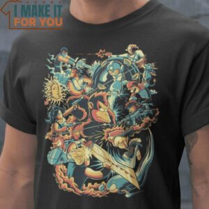 Retro Fight Video Game Characters T-Shirt, Trendiest Halloween Graphic Tees for Men