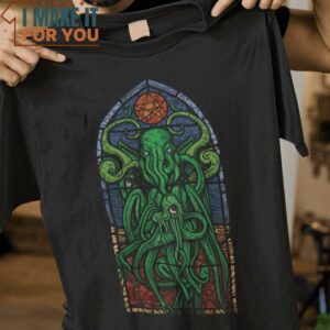 Stained Glass Cthulhu T-Shirt, Trendiest Halloween Graphic Tees for Men