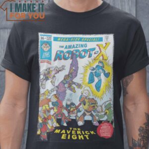 THE AMAZING ROBOT X Comic Cover 890s Robot Characters T-Shirt, Trendiest Halloween Graphic Tees for Men