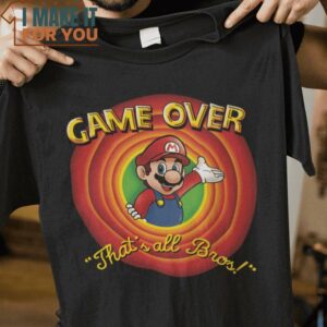 That’s All Bros Looney Tunes Super Mario Mashup T-Shirt, Trendiest Halloween Graphic Tees for Men