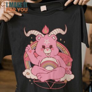 Bearphomet Care Bear T-Shirt, Unique Halloween Graphic Tees for Men
