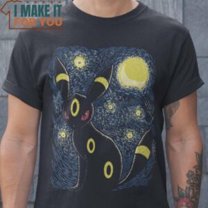 Eevee Starry Night The Starry Night Pokemon Mashup T-Shirt, Unique Halloween Graphic Tees for Men