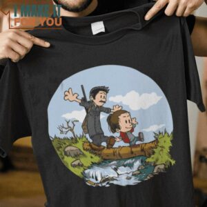Joel and Ellie Calvin and Hobbes The Last of Us Mashup T-Shirt, Unique Halloween Graphic Tees for Men