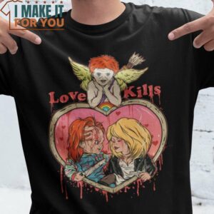Love Kills Bride of Chucky Horror T-Shirt, Unique Halloween Graphic Tees for Men