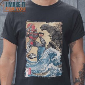 Megazord vs Godzilla Kaiju Godzilla Mighty Morphin Power Rangers T-Shirt, Unique Halloween Graphic Tees for Men