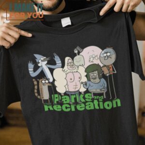 Parks and Recreation Regular Show Characters T-Shirt, Unique Halloween Graphic Tees for Men