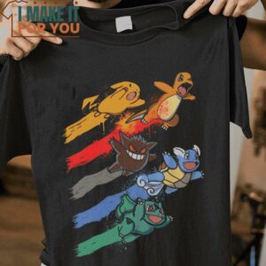 Starter Streaks Pokemon T-Shirt, Unique Halloween Graphic Tees for Men