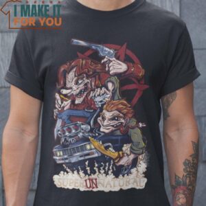 SuperUNnatural Rat Fink Supernatural Mashup T-Shirt, Unique Halloween Graphic Tees for Men