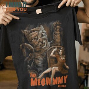The Meowmmy Return The Mummy Returns T-Shirt, Unique Halloween Graphic Tees for Men