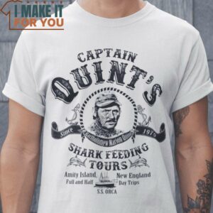 Quints Shark Feeding Tours Jaws T-Shirt, Unique Halloween Graphic Tees for Men